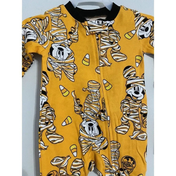 BABY UNISEX DISNEY MICKEY & MINNIE HALLOWEEN ONE PIECE ZIP UP SIZE 0-3 MONTHS - Picture 2 of 10